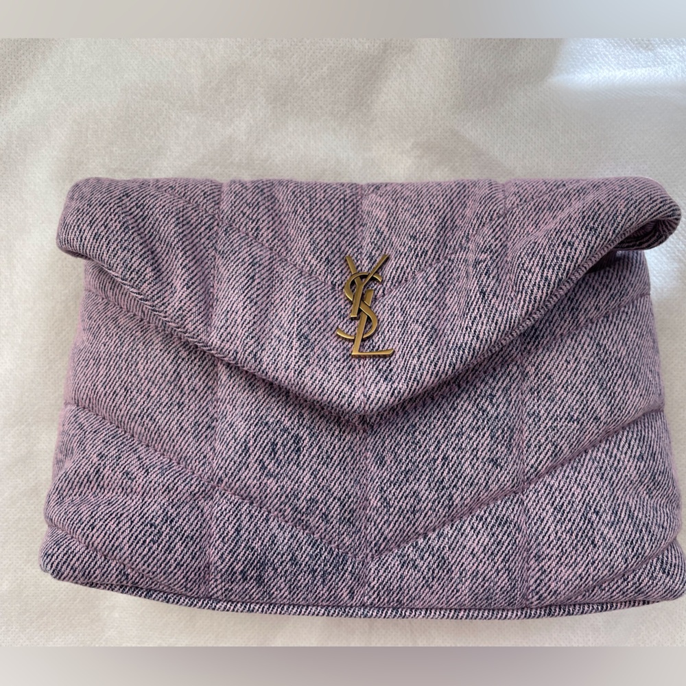 Saint Laurent Small Denim LouLou Puffer Pouch